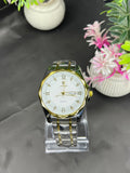 Premium Two-Tone Quartz Watch - Silver & Golden Chain